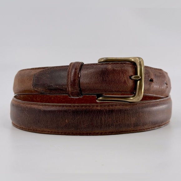 Vintage Very Worn Brown Leather Belt Distressed 40 - Picture 1 of 8